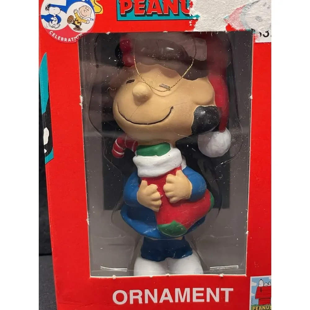Vintage 2000 Charlie Brown & Lucy Christmas Ornaments Peanuts 50th. New in Boxes